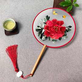 双面绣古风扇子中国风绣花刺绣团扇汉服专用苏绣团扇跳舞扇子百搭