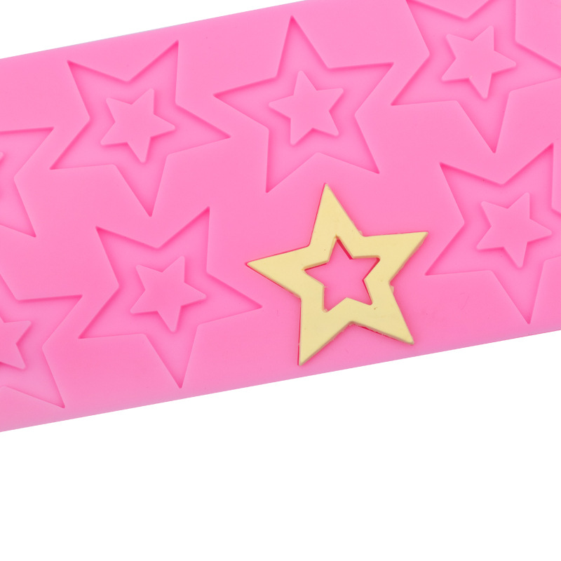Rectangular de ocho piezas de cinco puntas estrella Tarjeta de pastel de silicona molde fondant cake Edge accesorios epoxi arcilla cerámica suave