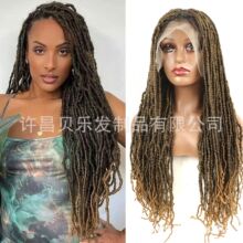 欧美跨境新品非洲女孩假发全蕾丝Nu钩针发黑人脏辫化纤辫子全头套