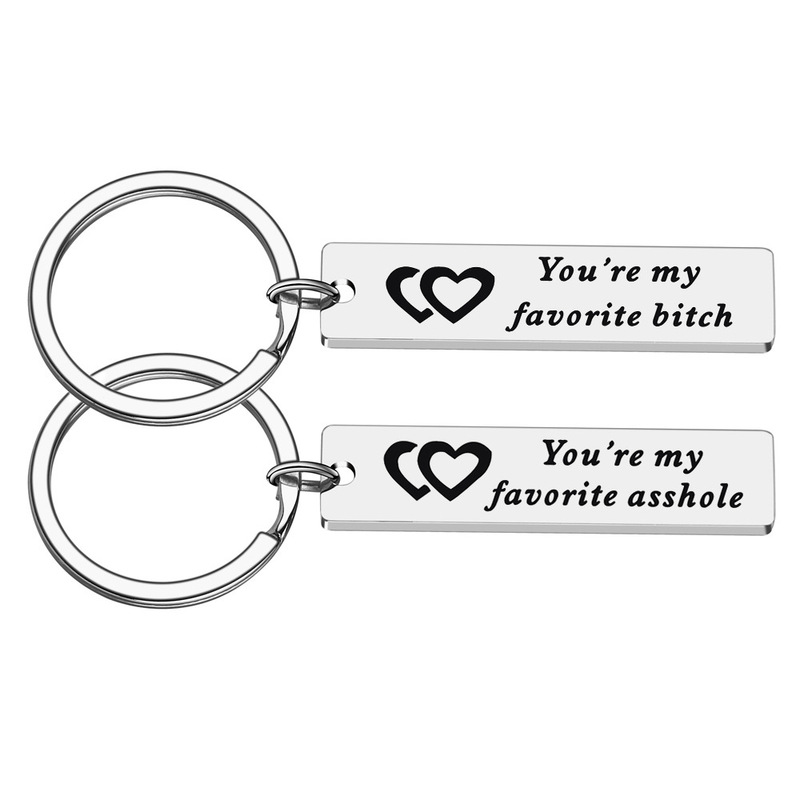 Cross-Border Accessible Luxury Creative Stylish Long Stainless Steel Keychain Couple Long Distance Ip Love Gift Engraving