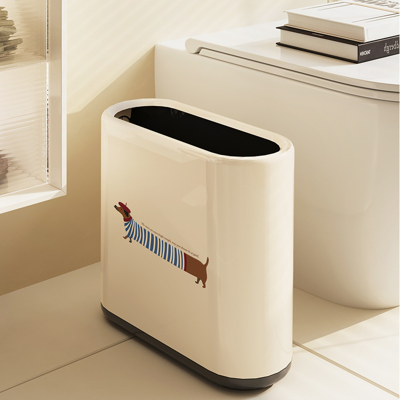 Dachshund-Shaped Narrow Gap Trash Can for Bathroom, Luxury Large-Sized Gap Paper Basket for Home Use in Living Room
