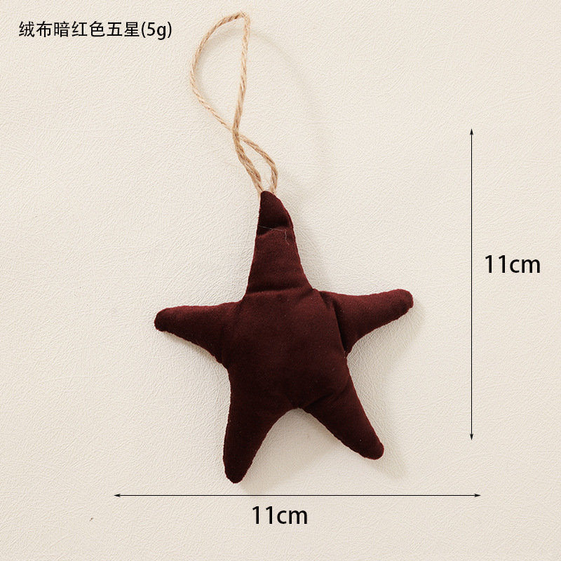 Estrella de cinco puntas roja oscura de franela 5