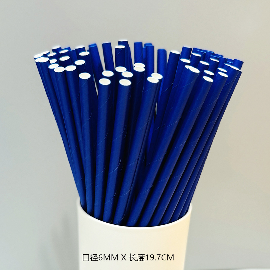 Gran cantidad en stock al por mayor paja de papel desechable paja de papel degradable paja azul serie