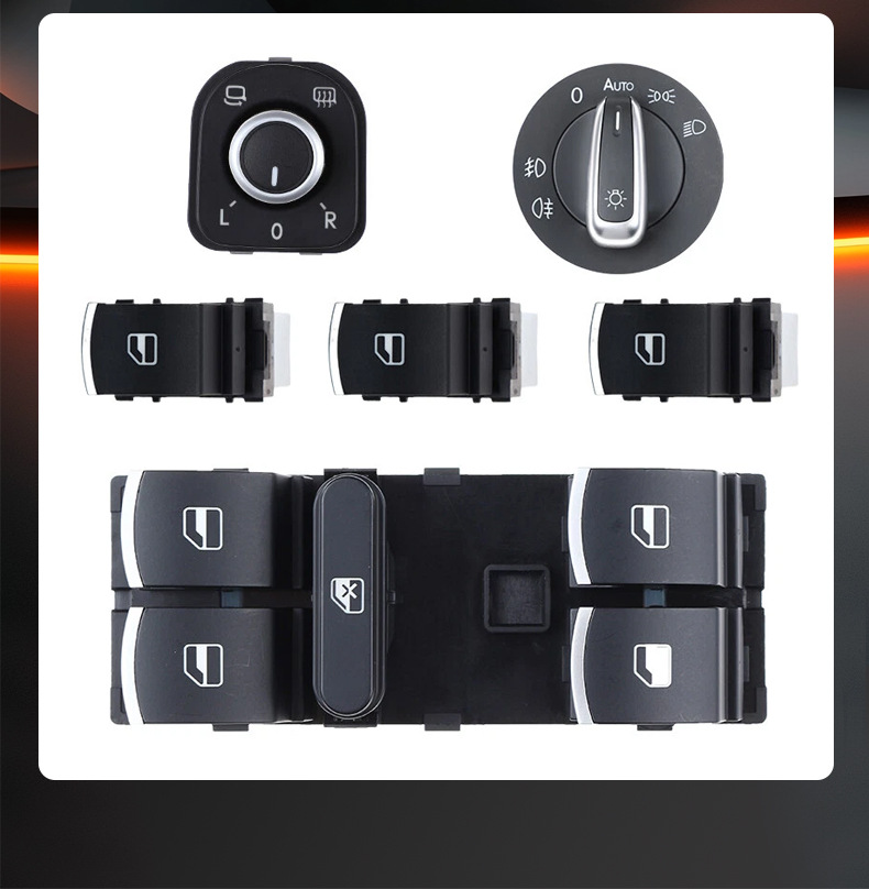 Glass Lift Switch 6-Piece Set Suitable for Volkswagen Magotan Sagitar Golf 5Nd959857 Headlight Switch