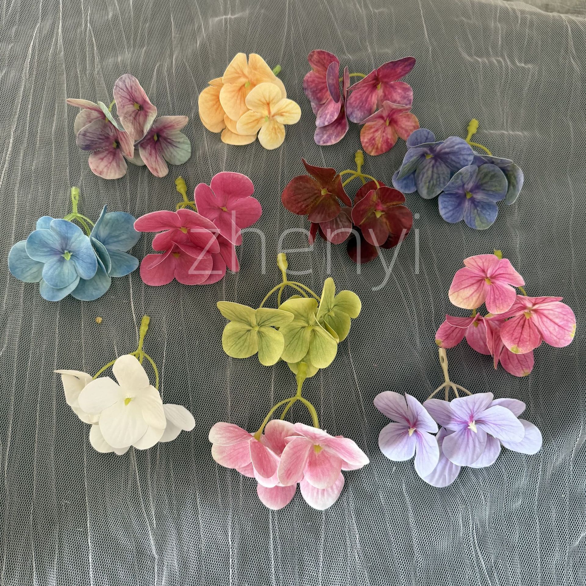 Hydrangea 3D Printed Film Four-Leaf Clover Flower Head DIY Hairpin Headdress Wedding Souvenir Bouquet Artificial Flower