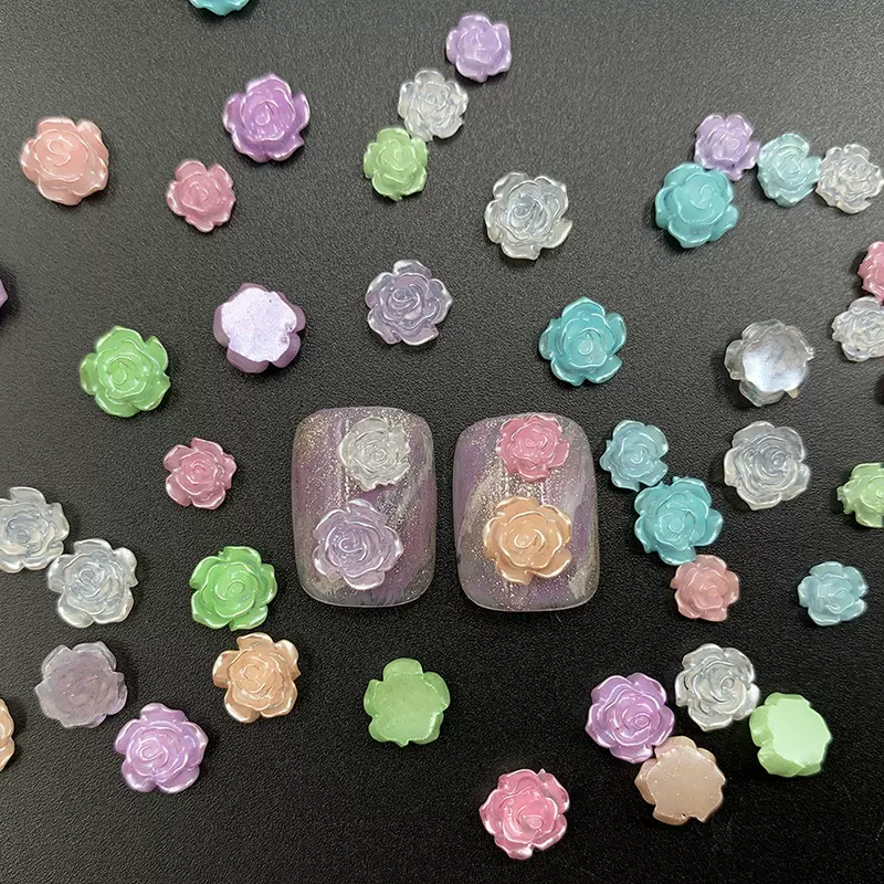 树脂花夜光小玫瑰花美甲义乌配饰品批发按斤美甲花DIY花美甲装饰
