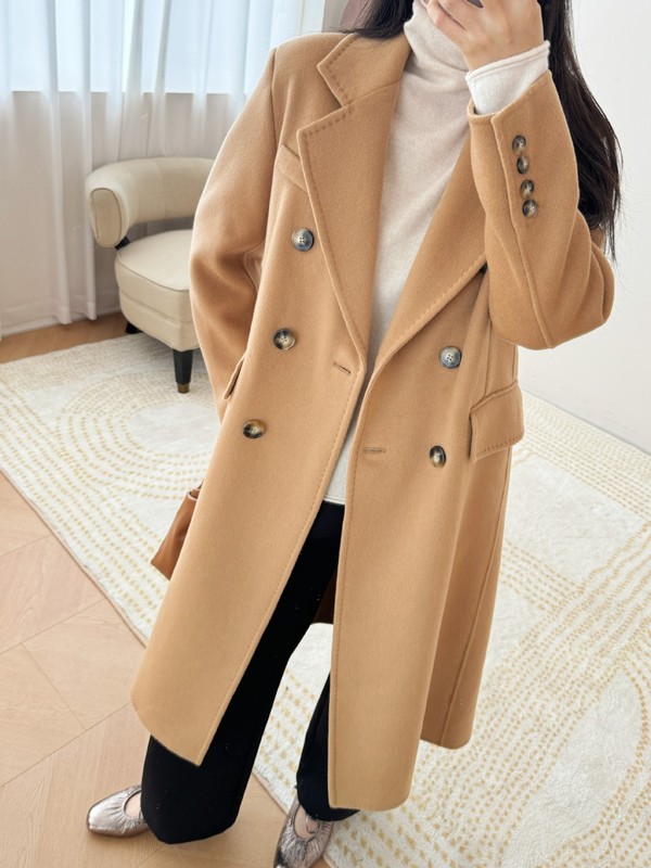 【限定特価】サメイ ロングスーツ ハイカウント ラムカシミヤ ダブル前立てコート インテリジェント両面ウールラペルカラー|undefined