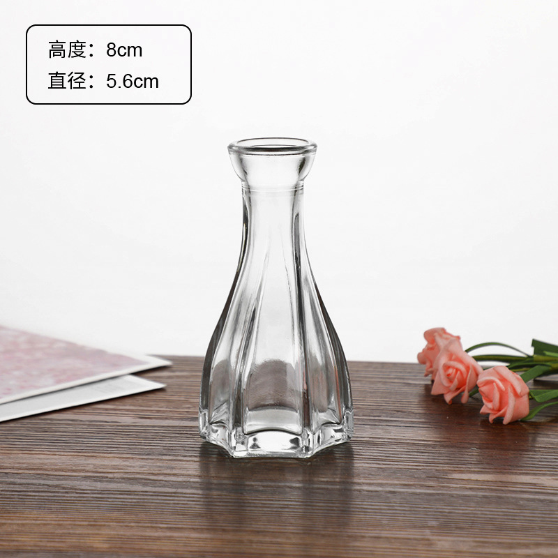 Luz de lujo simple retro mini jarrón de vidrio en vidrio de viento pequeño jarrón de flores flores flores secas flores decoración de oficina