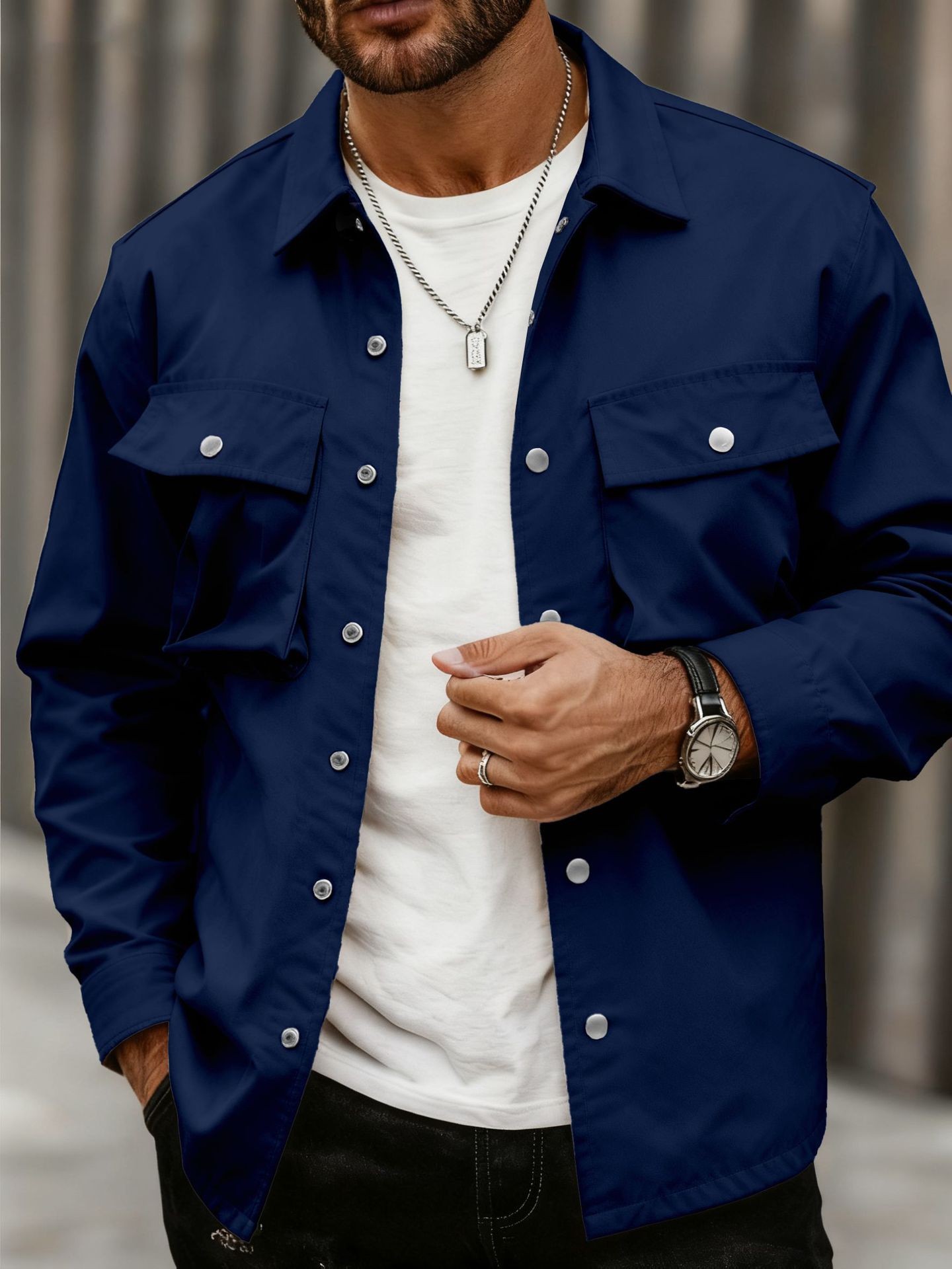 Monochrome Men's Casual Multi-pocket Jacket Spring Autumn Style_voghion.com