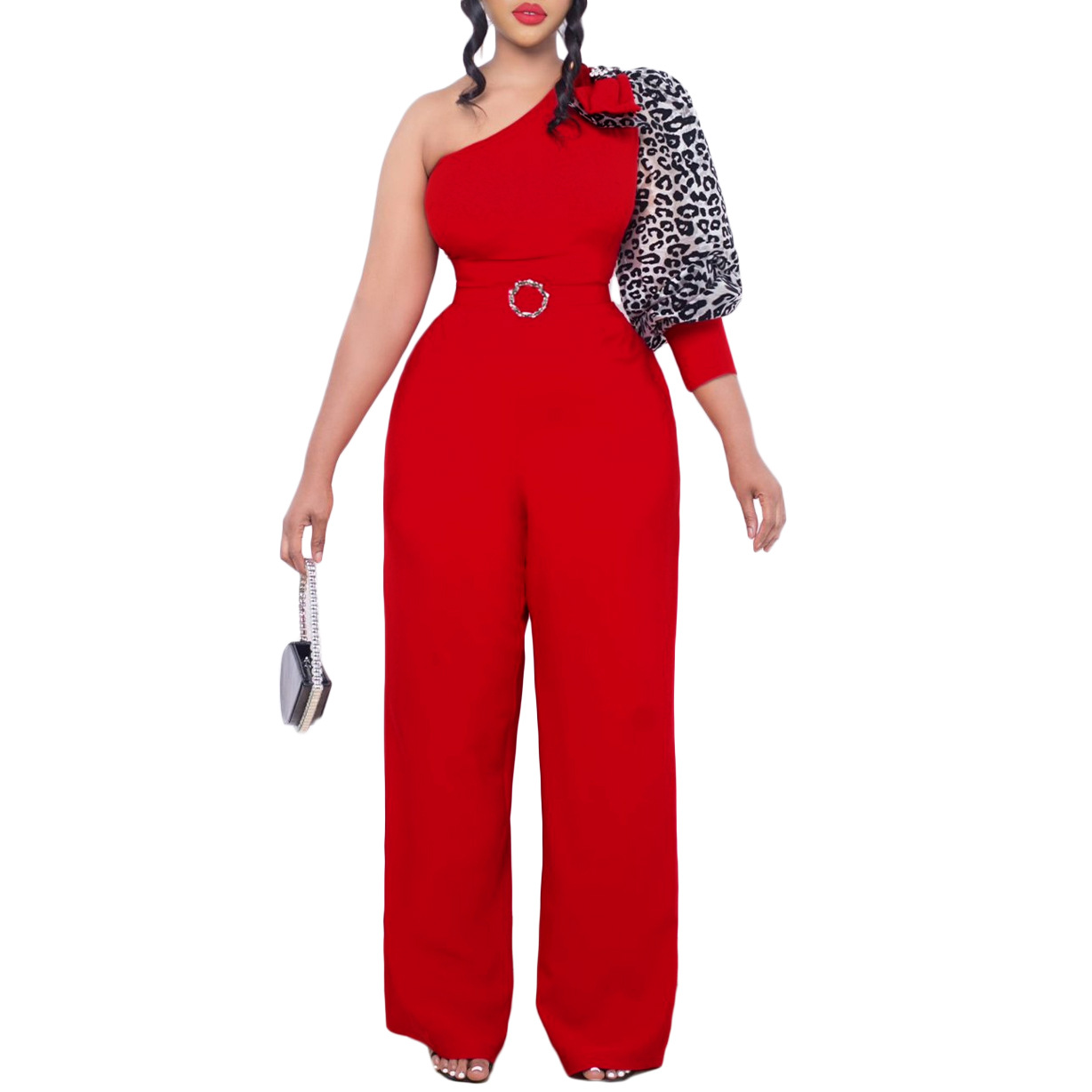 Women's Jumpsuits Rompers One Shoulder High Waist Wide Leg Elegant_voghion.com