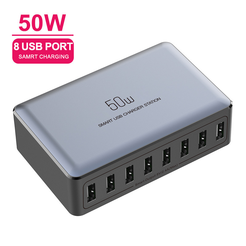 8-Port Multifunctional Charger for Mobile Phones, Suitable for Apple Laptops, Pd Fast Charging, Cross-Border Desktop Multi-Port Charging Station