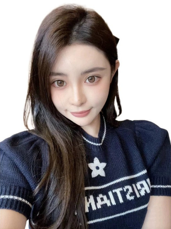 杨幂同款短袖羊毛针织衫女2025春秋新款刺绣字母五角星毛衣小香风|undefined