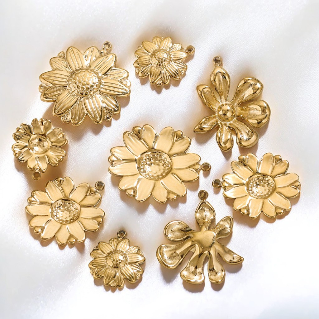 Acero inoxidable chapado en oro 18K nicho de verano sol colgante colgante colgante DIY pendientes collar impermeable