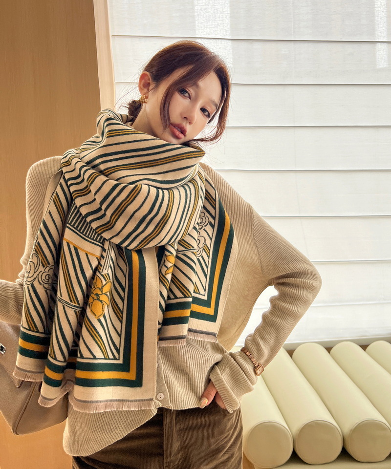 Bufanda de imitación cachemir para mujer chal cálido de invierno_voghion.com