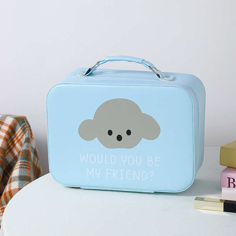 Red celebridad maquillaje maleta portátil cartón de dibujos animados maquillaje caja de maquillaje maquillaje al por mayor