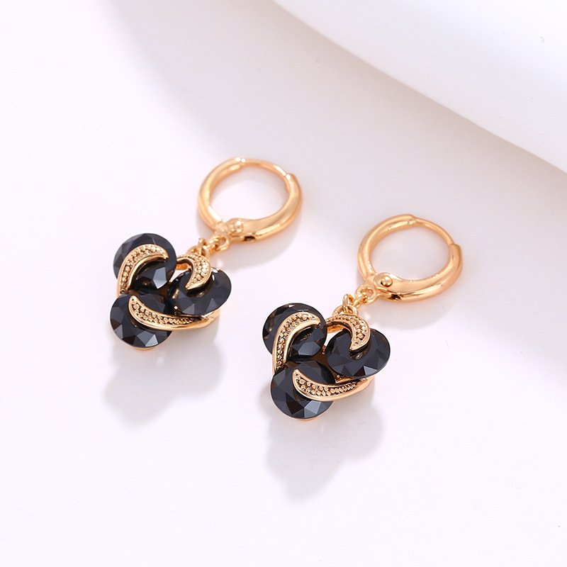 Xuping Pendientes largos con piedras de imitación – bisutería elegante, estilo vintage chapado en oro