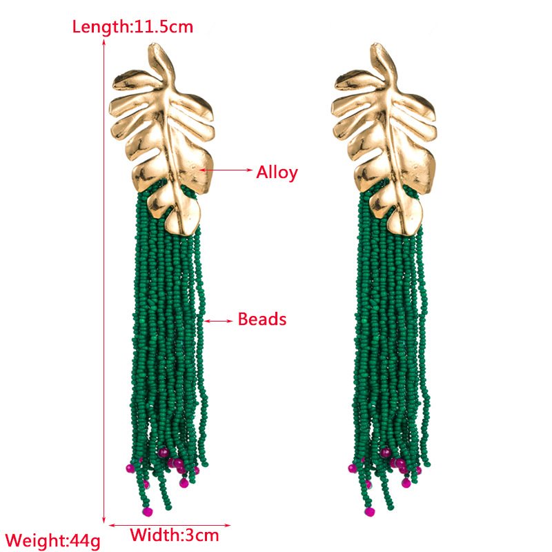 1 Pair Ethnic Style Tassel Beaded Tassel Alloy Drop Earrings display picture 1