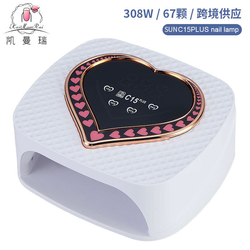 Lámpara de manicuras de alta potencia de 308W, tienda de manicuras de amor, lámpara de fototerapia de almacenamiento especial, lámpara de manicuras de inducción inteligente, lámpara de horneado transfronteriza