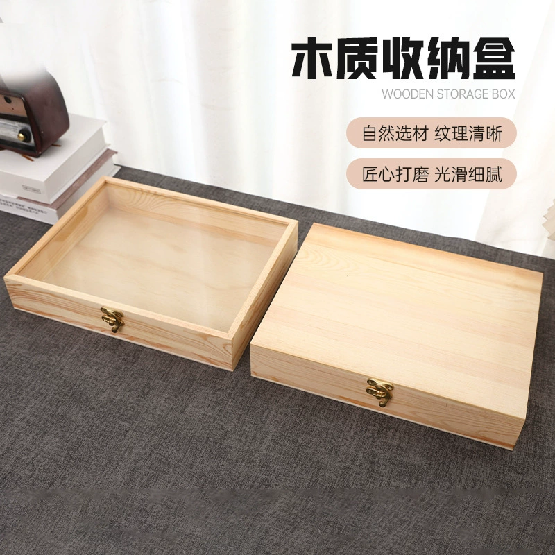 Деревянная коробка для хранения из цельного дерева раскладушка на день рождения с подарочной коробкой простой прямоугольной чайной коробкой