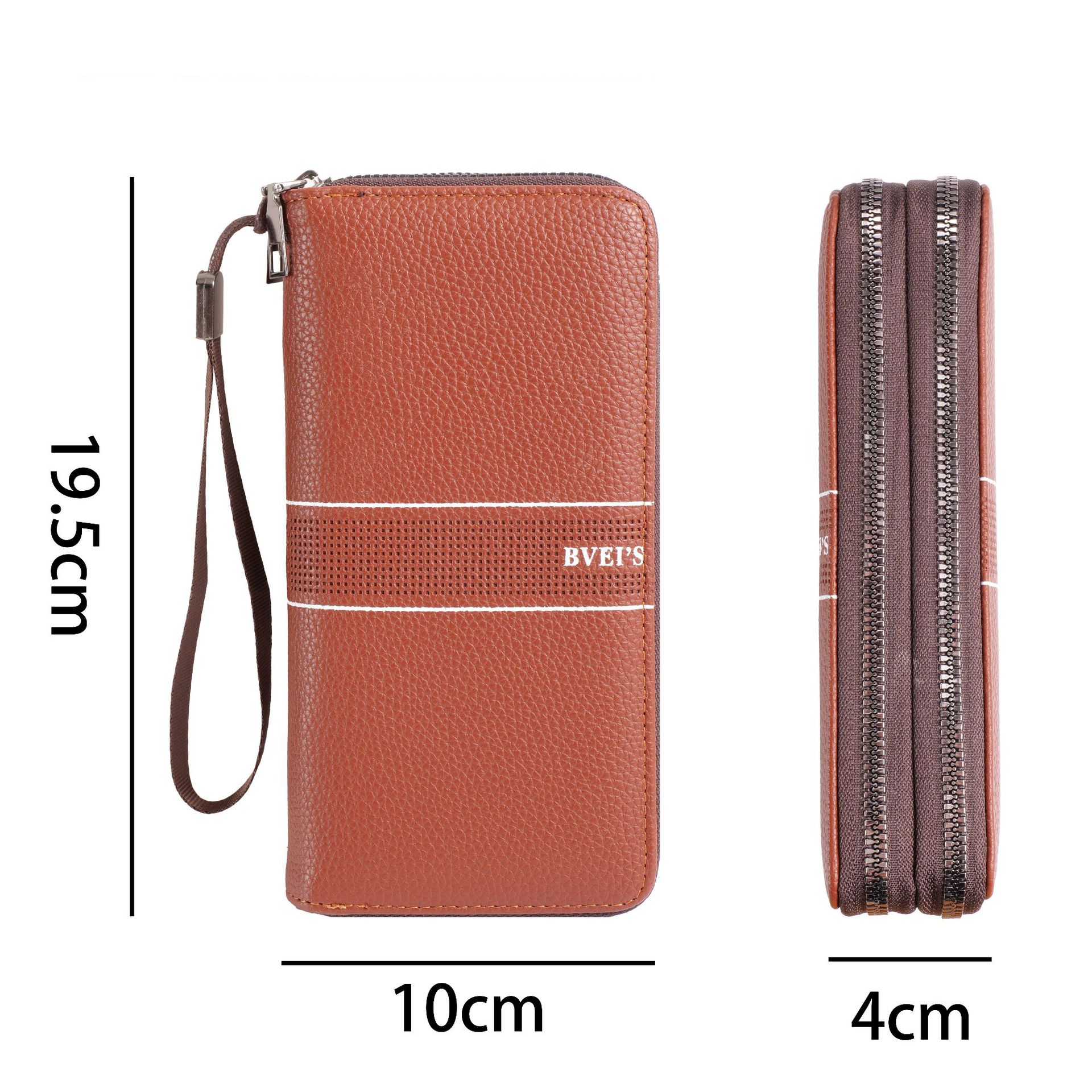 Herre clutch taske lang håndtaske med dobbelt lynlås stor kapacitet håndtaske herre multifunktionel mobiltelefontaske_voghion.com