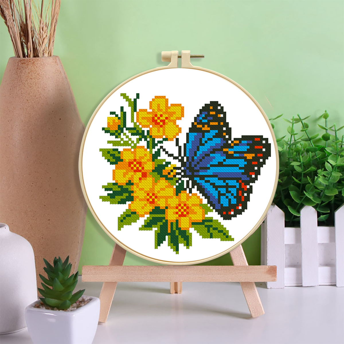 Mona Lisa Royal Cross Stitch Colección de flores Colección de mariposas Nuevas flores Mariposas Bordado de hilo hecho a mano simple y moderno