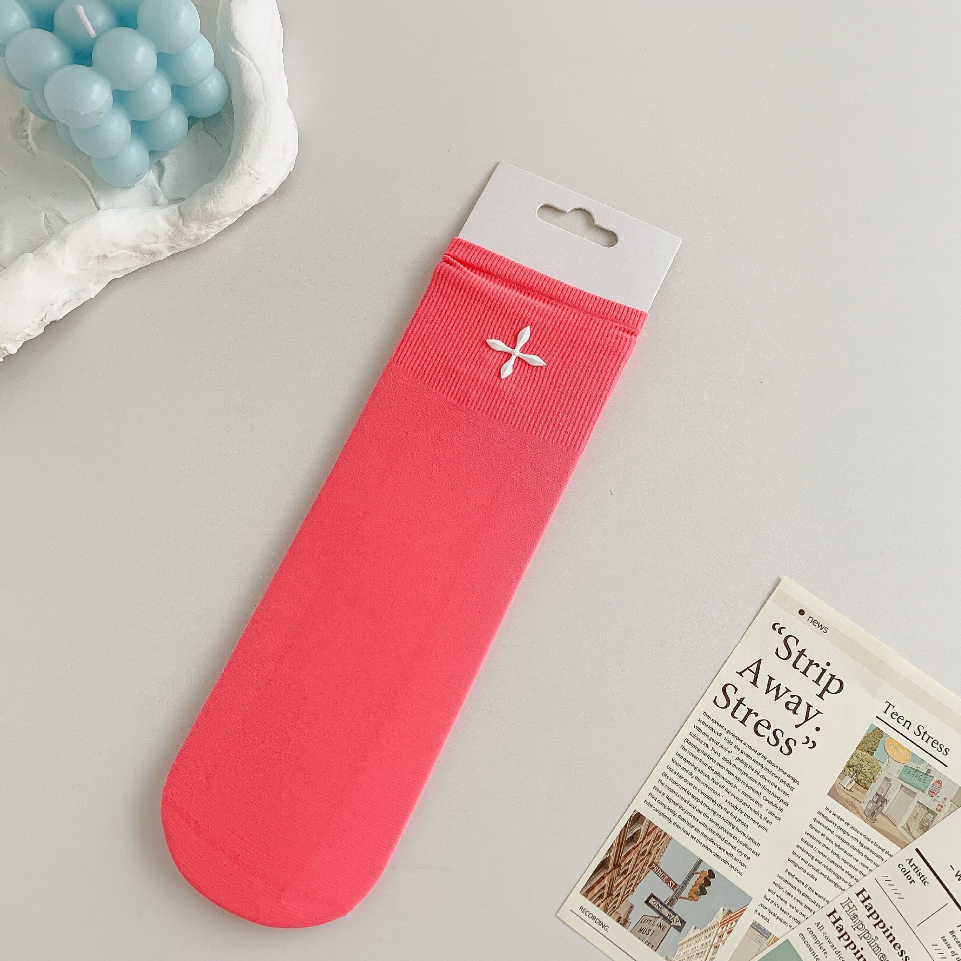 Calcetines de pila calcetines de mujer calcetines de hielo calcetines de media pantorrilla mujeres ins moda verano color sólido mujeres japonés cruz flor color caramelo