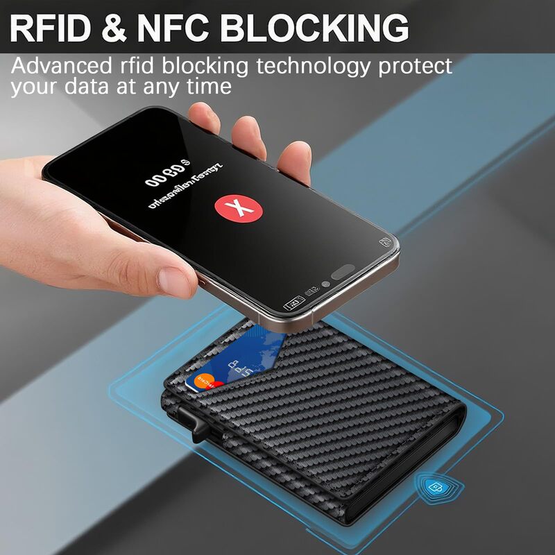 亚马逊新款钱包二折翻盖信用卡卡盒RFID防盗刷商务简约款男士钱包|undefined