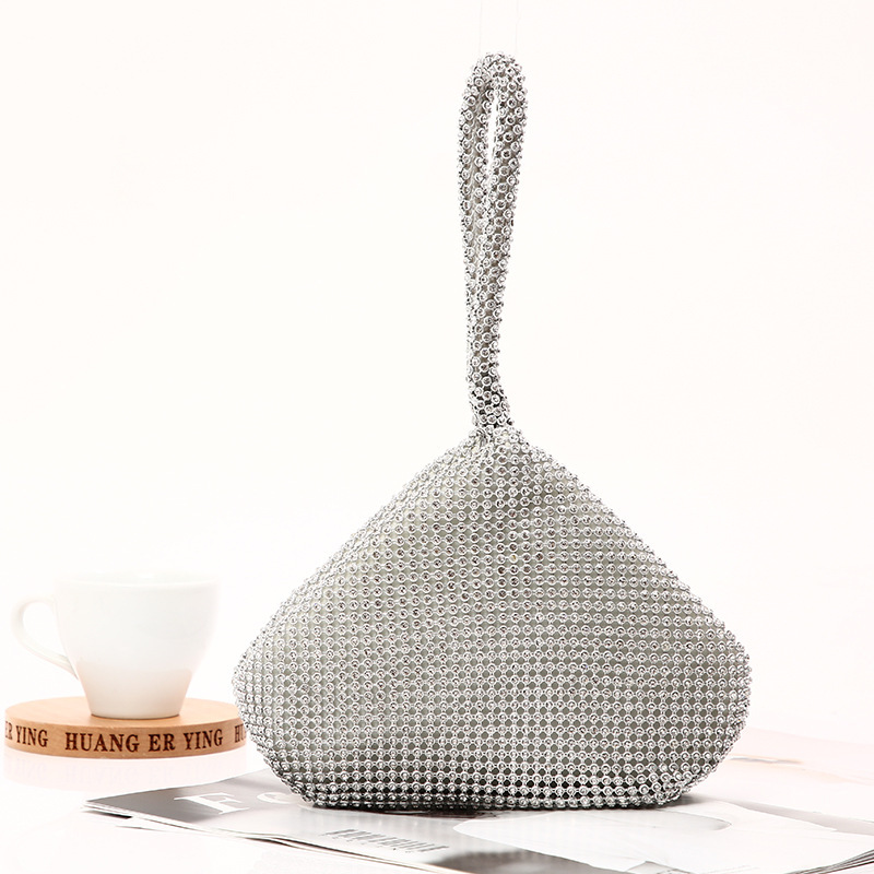 Diamond-Encrusted Banquet Bag, Women's Clutch Bag, Rhinestone Mine Bag, Fashionable Party European and American Handbag, Soft Pocket-Shaped Evening Bag