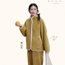 珂希卡2026新品卷卷羊羔毛家居套装拉链高级感加绒加厚冬季女睡衣