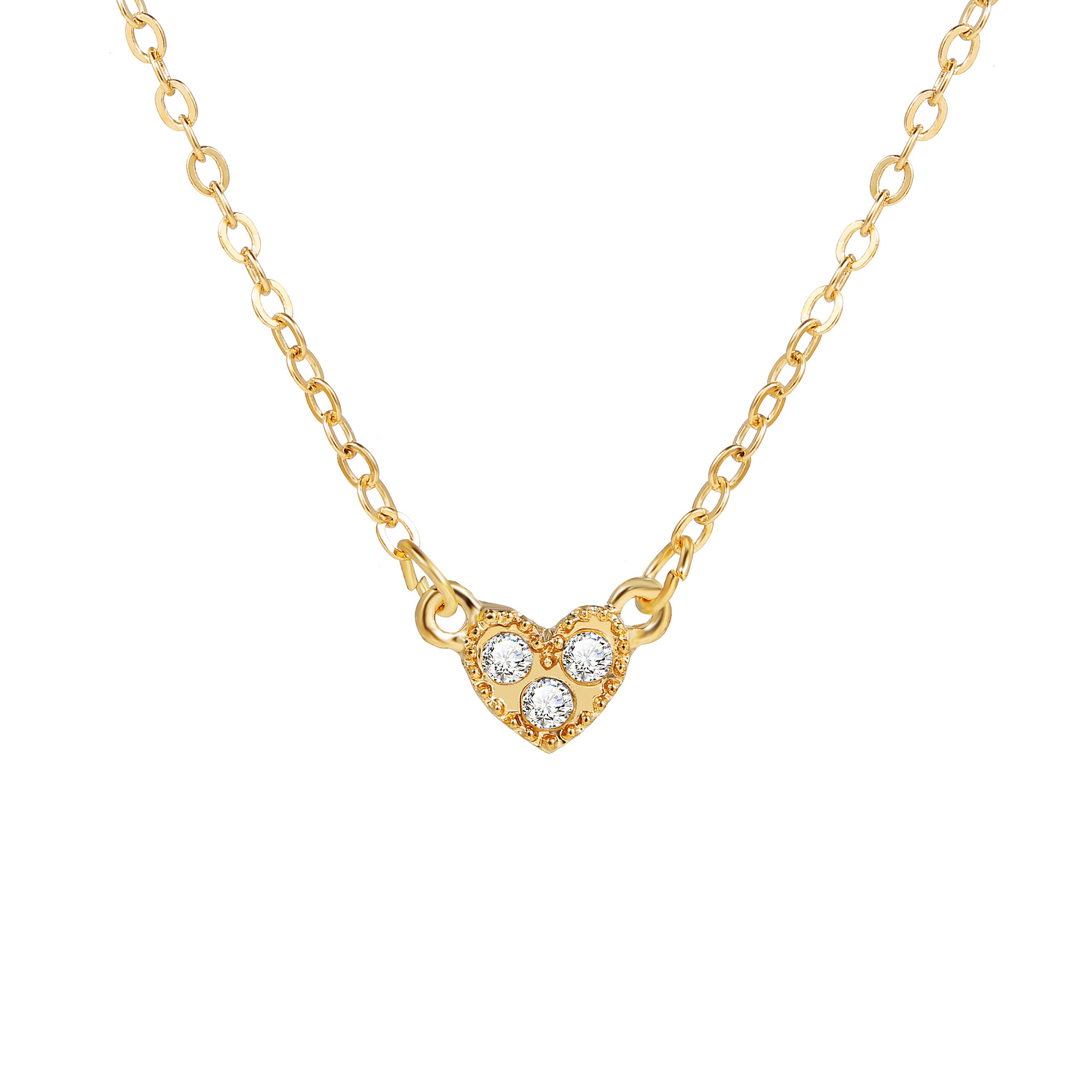 Fashion heart-shape inlaid rhinestone alloy necklace wholesale