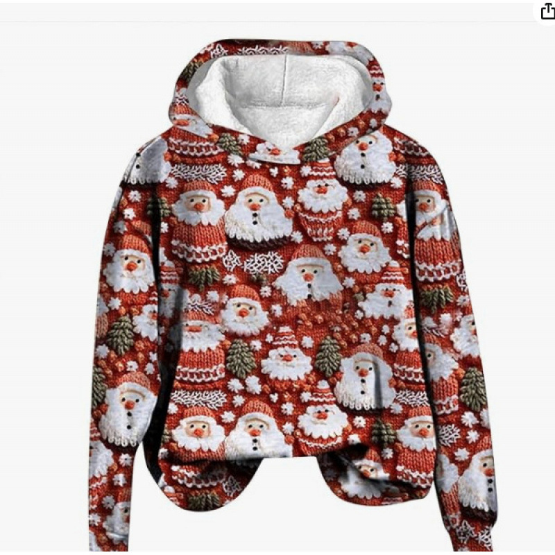 Moletom com capuz masculino com estampa divertida de Natal - Pulôver aconchegante com desenhos festivos, modelagem solta, manga longa, estilo streetwear_voghion.com