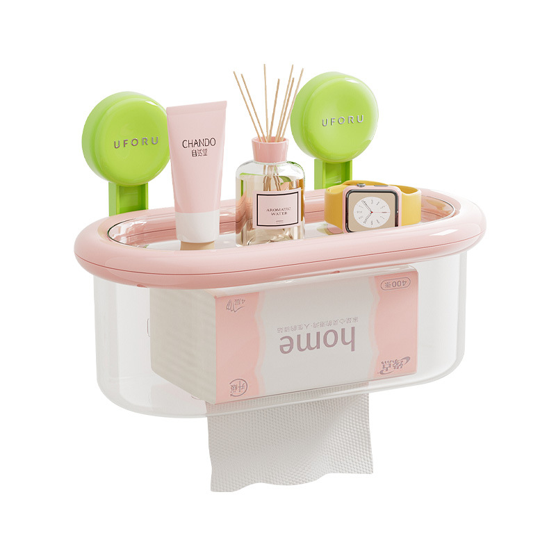 吸盤ティッシュケース家庭用浴室穴なし壁掛けトイレ洗面台蓋付き防水収納ケース