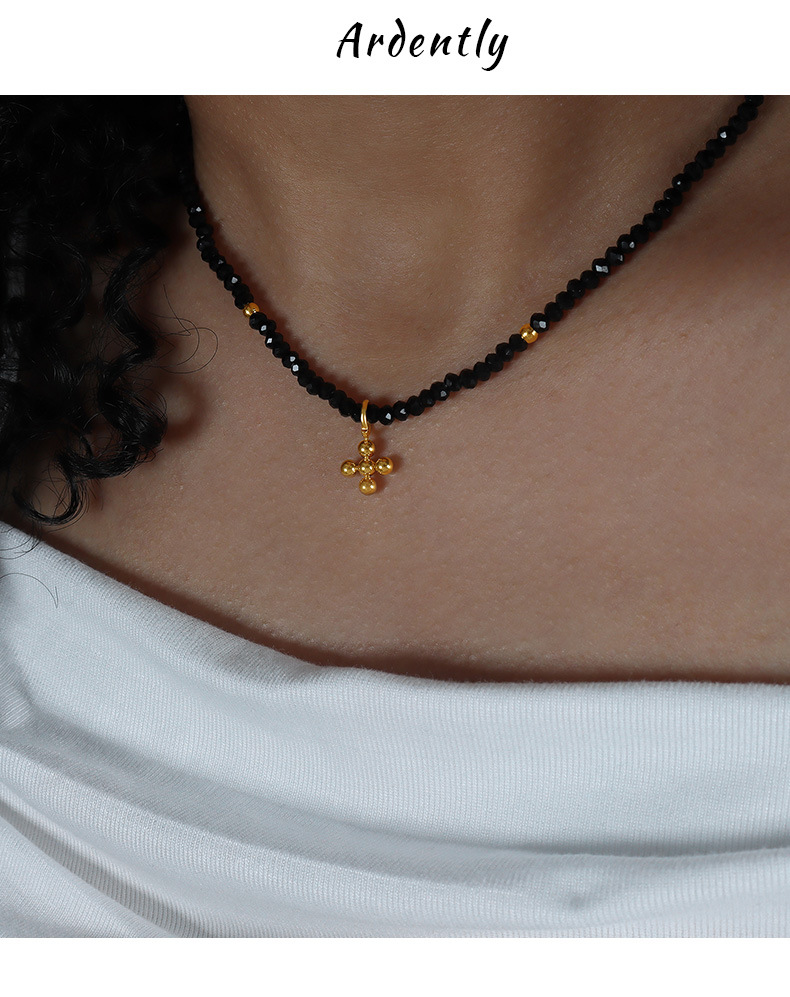 13g Weight Pendant Necklace Classification 1 Piece Quantity Simple Style Geometric Cross Imitation Pearl Glass Pendant Necklace In Bulk