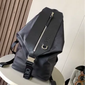 Backpack, regenerated nylon leather, convertible transformer design, small black