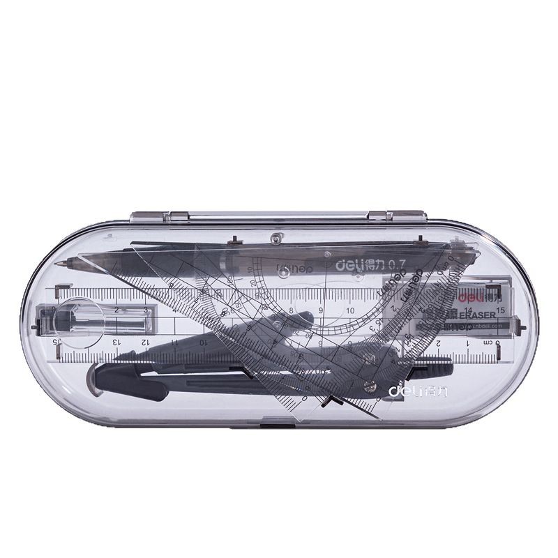 Deli 9591 compass ruler seven-piece set exam engineering technology set ruler student compass drawing tool