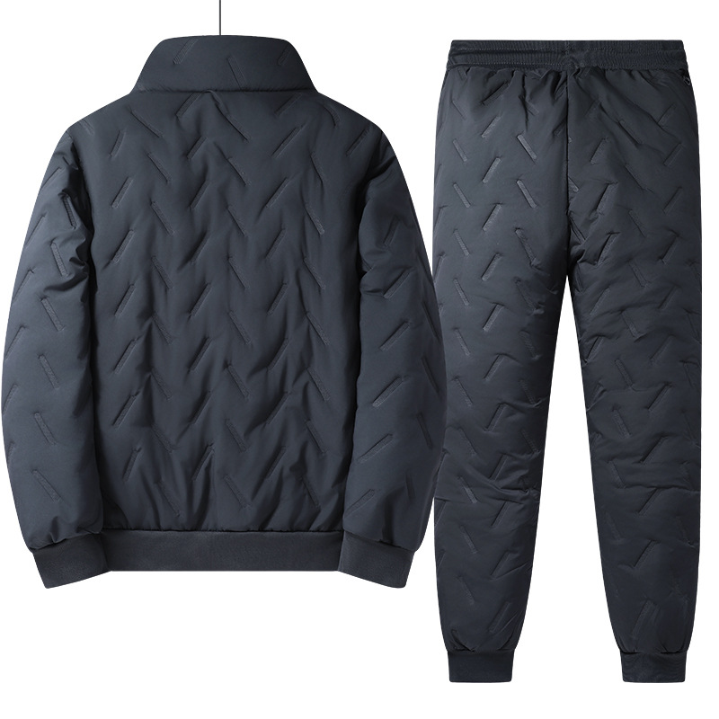 Transfronterizo otoño invierno cordero algodón ropa deportiva de mediana edad para hombres más vello grueso ocio cálido papá ropa de algodón
