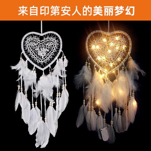Love dream catcher Nordic wedding background wall decoration wall hanging girl heart handwoven room hanging decoration dream catcher
