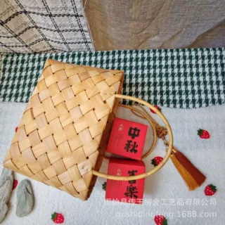 2026创意编织篮中秋月饼礼盒新中式礼品包装篮土特产农产品礼盒