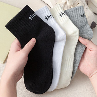 Women's socks summer letter short tube socks breathable sweat-absorbent couples simple trend Joker Zhuji socks wholesale
