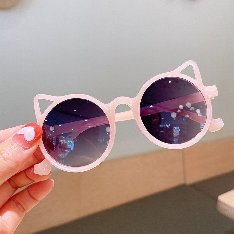 New Children's Sunglasses European and American Cute Cat Eyeglasses Frame Boys and Girls Fashion Wear Sunshade Sunglasses