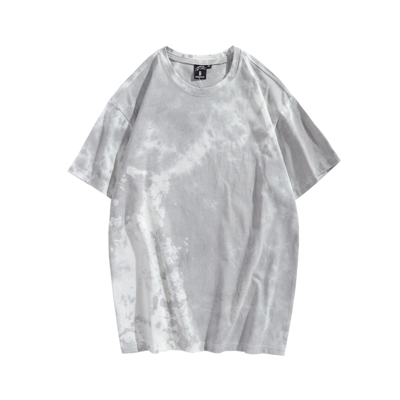 Camiseta de algodón tie-dye para hombre 2025 pareja de verano de manga corta ins suelta de gran tamaño cuello redondo tendencia camiseta superior para hombre