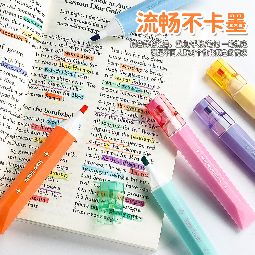 Multicolor dulce serie puntero de resaltador para estudiantes de alto valor de protección de los ojos puntero de marca clave de una sola cabeza puntero de graffiti