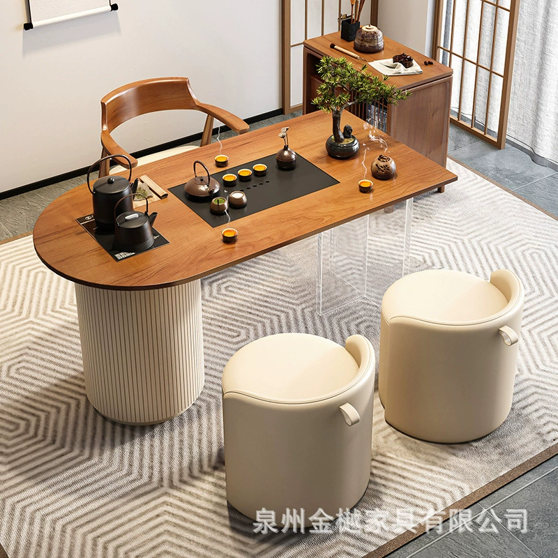 Современный минималистский балконный чайный стол и стулья из цельного дерева Комбинация современного минималистского домашнего кунг-фу небольшой чайный стол для приготовления чая
