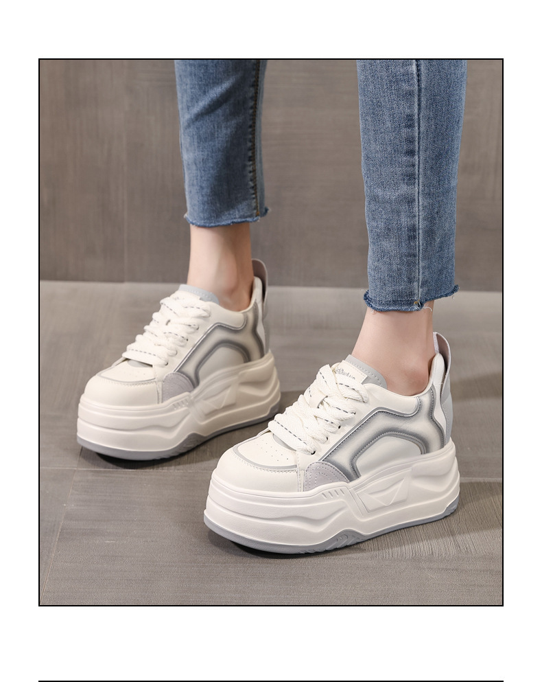 Giày sneaker nữ đế dày tăng chiều cao phong cách vintage — màu đen chi tiết 16
