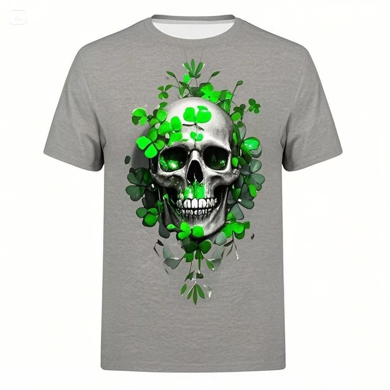 2024 新しいクロスボーダー temu AliExpress Xiyin Amazon スカル 3D プリント Tシャツファッションメンズ半袖|undefined