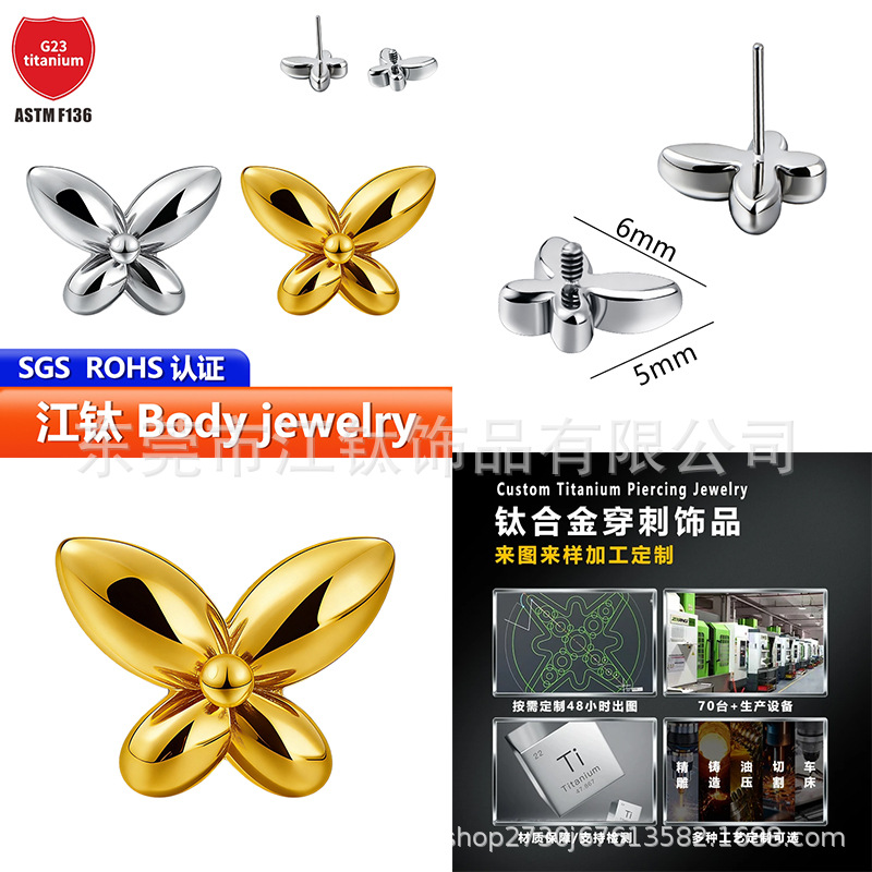 Pointed titanium steel lip stud product view
