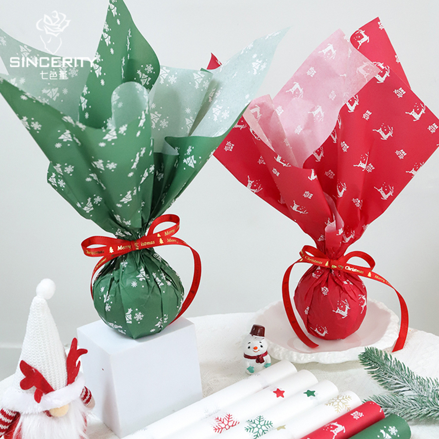 Navidad de siete colores cordier forrado Sydney papel de embalaje de flores de papel de embalaje de navidad forrado florista material de flor