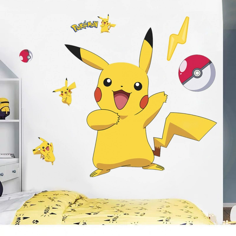 Трансграничный мультфильм Pikachu настенная наклейка для детей самоклеящаяся детская стена декоративная граффити наклейка Baomeng настенная наклейка оптом