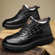 Winter cotton shoes men's new top layer cowhide northeast snow boots soft bottom casual thin belt high-top pure wool leather shoes