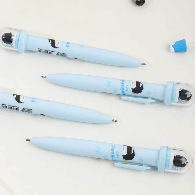Keqi KK-8205 Ice and Snow Penguin Landscape Pen Presione el bolígrafo de geles ins Bolígrafo de descompresión creativo de alto valor Bolígrafo de agua negra